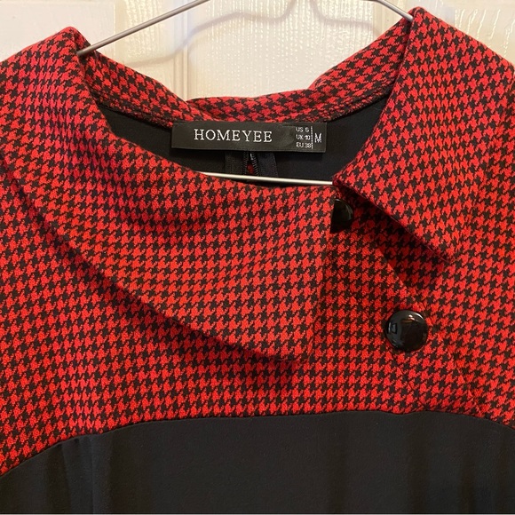 Red plaid & Black Dress - Picture 4 of 4